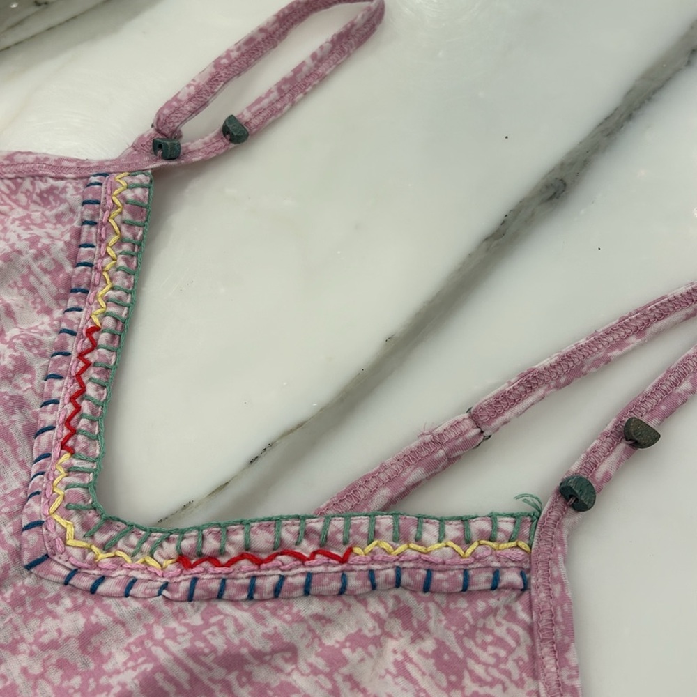 Hand Embroidered Pink Tank Top-M - Picture 4 of 16